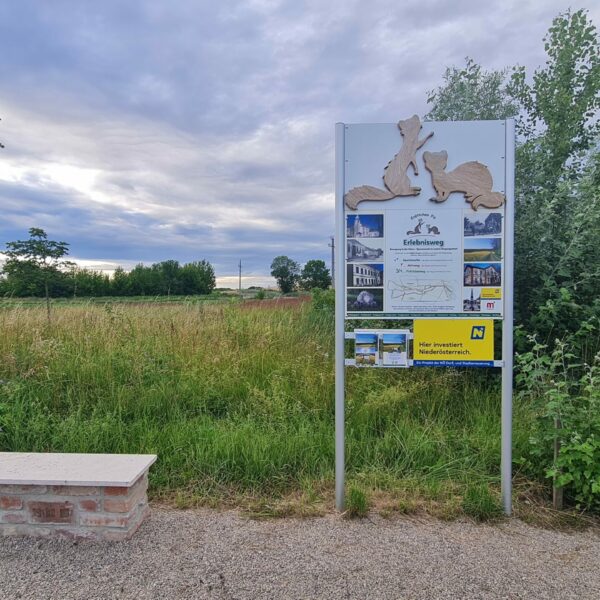 Erlebnis pur am Weg „Frëttchen Fit“ – interaktive Stationen, Bewegung und spannende Einblicke in die Geschichte von Frättingsdorf für Groß und Klein.