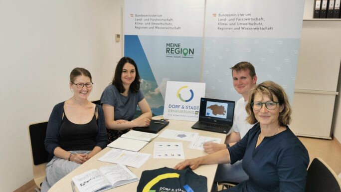 Mitglieder der Dorf-&Stadterneuerung und des BMLUK bei der Besprechung zum RESY-Dashboard.