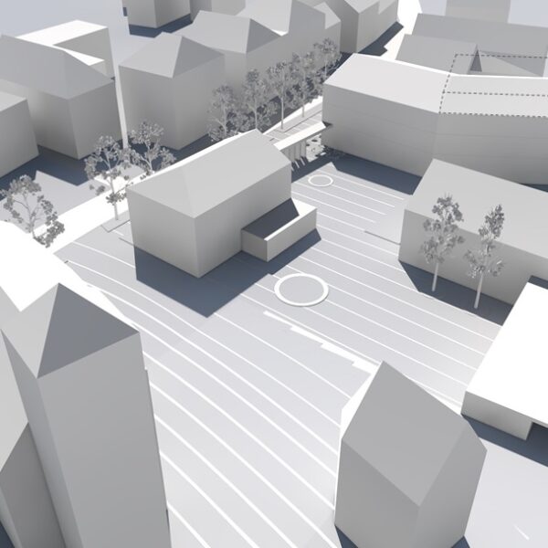 Schematische 3-D Ansicht des neuen Marktplatzes.