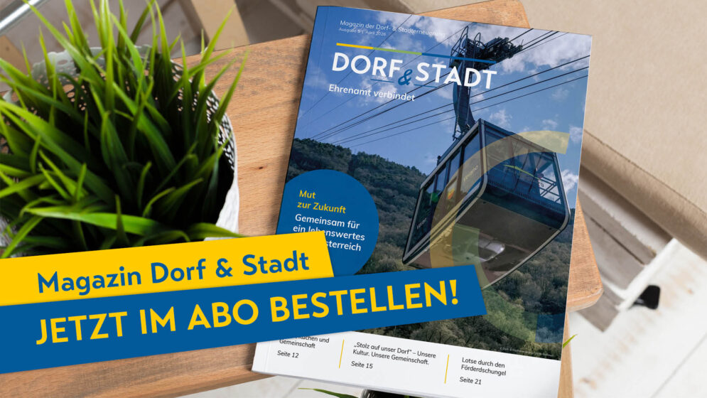 Mockup mit dem Cover der fünften Ausgabe des Magazins Dorf & Stadt